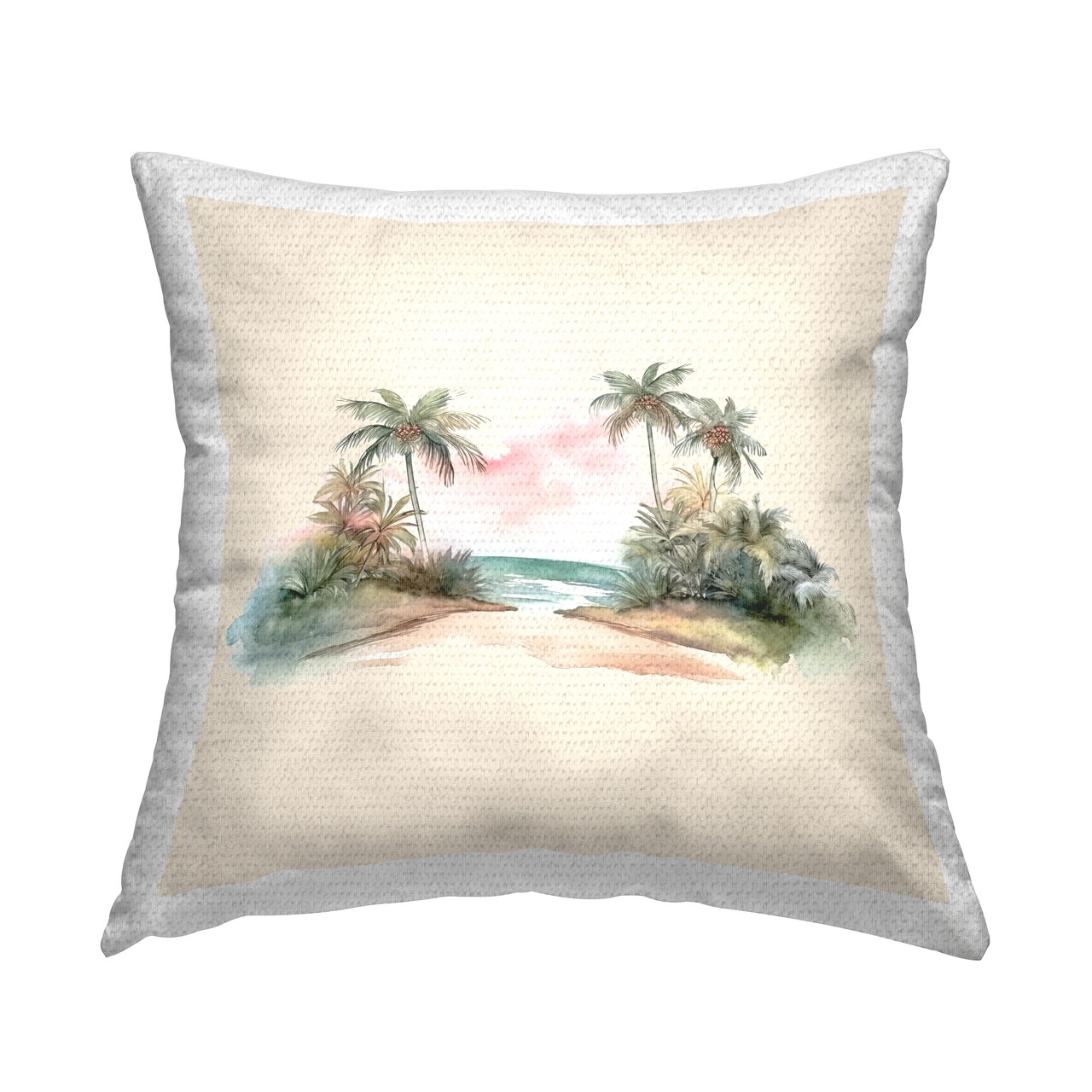Stupell Industries Palm Tree Shoreline Outdoor Printed Pillow